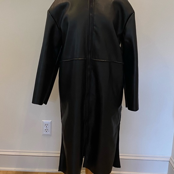 NA-KD Womens Black Faux Leather Coat with Zipper Closure w Faux Fur Lining / 36 - Picture 9 of 16